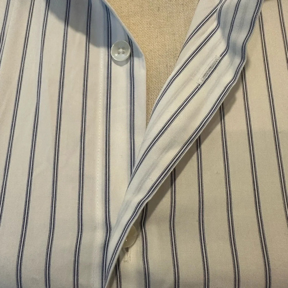 Zara Striped Button Front Dress Shirt Pin Striped Blue and White  SZ S Collared - Picture 2 of 5